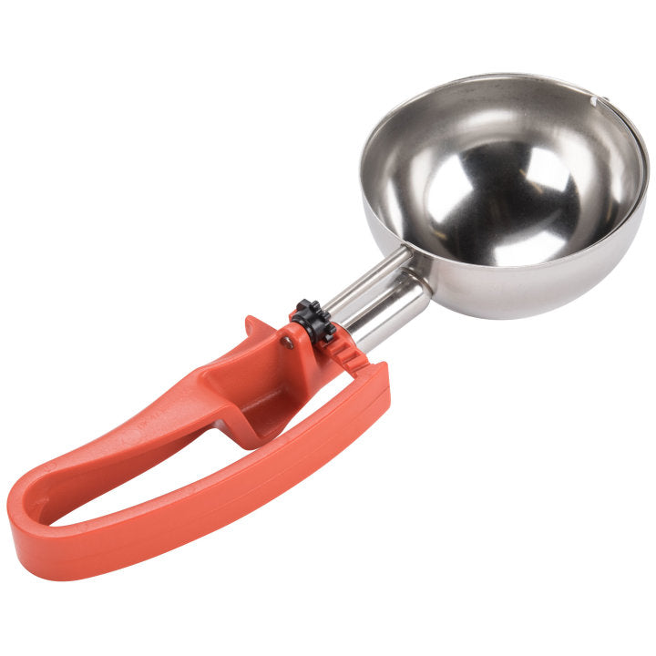 Vollrath 47388 Jacob's Pride Standard Length Disher with Orange Squeeze Handle 8 oz. - Size 4