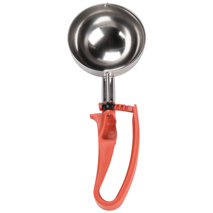 Vollrath 47388 Jacob's Pride Standard Length Disher with Orange Squeeze Handle 8 oz. - Size 4