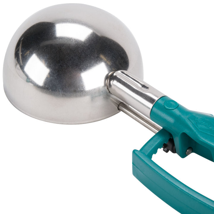 Vollrath 47389 Jacob's Pride Standard Length Disher with Teal Squeeze Handle 6 oz. - Size 5 - 12/Case
