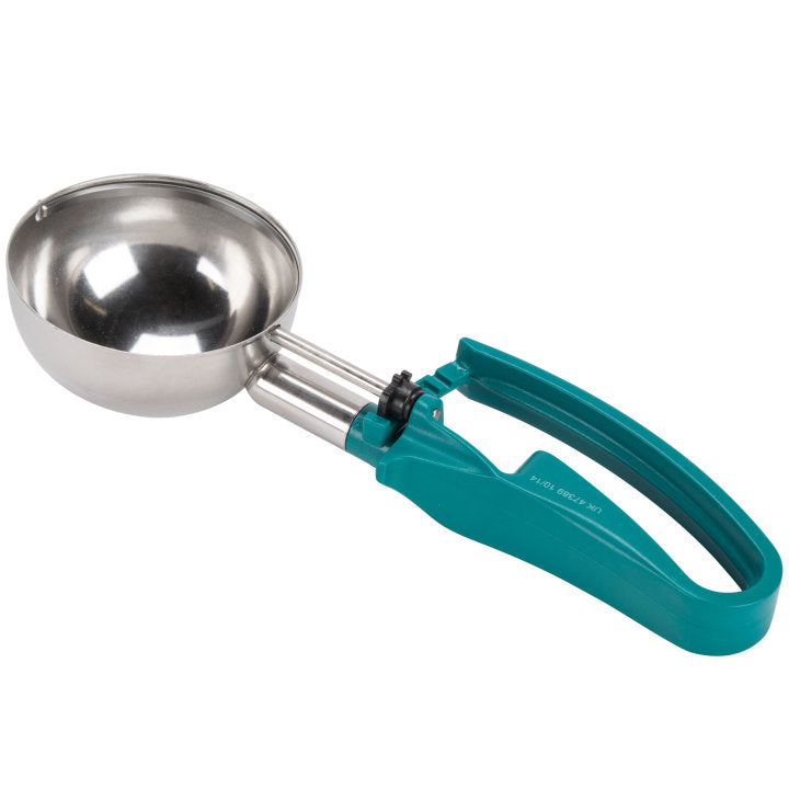 Vollrath 47389 Jacob's Pride Standard Length Disher with Teal Squeeze Handle 6 oz. - Size 5 - 12/Case