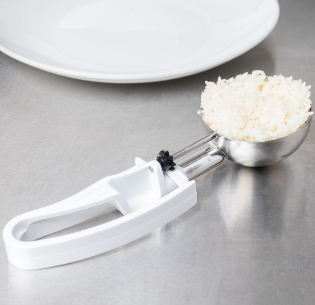 Vollrath 47390 Jacob's Pride Standard Length Disher with White Squeeze Handle 4.7 oz. - Size 6