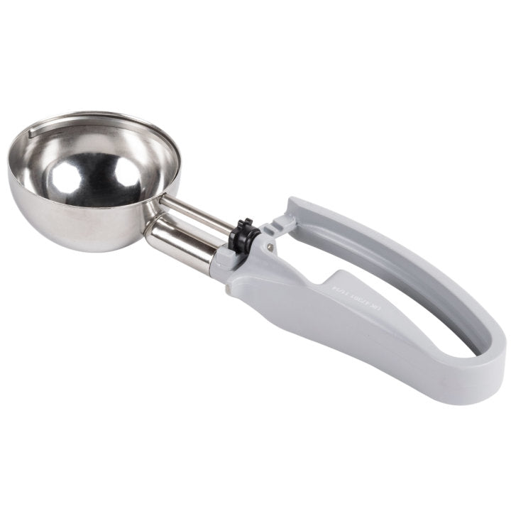 Vollrath 47391 Jacob's Pride Standard Length Disher with Gray Squeeze Handle 3.7 oz. - Size 8