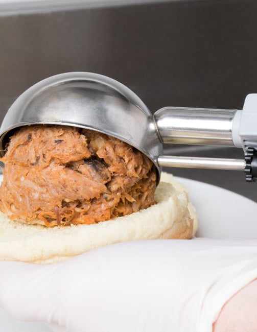 Vollrath 47391 Jacob's Pride Standard Length Disher with Gray Squeeze Handle 3.7 oz. - Size 8