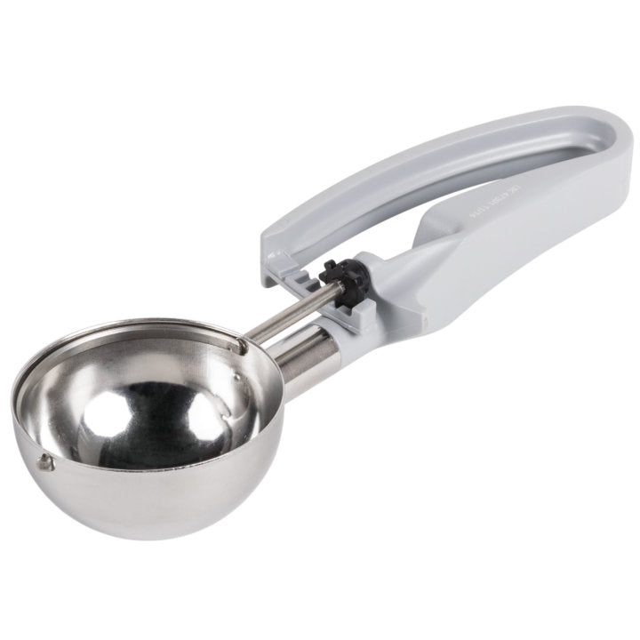 Vollrath 47391 Jacob's Pride Standard Length Disher with Gray Squeeze Handle 3.7 oz. - Size 8