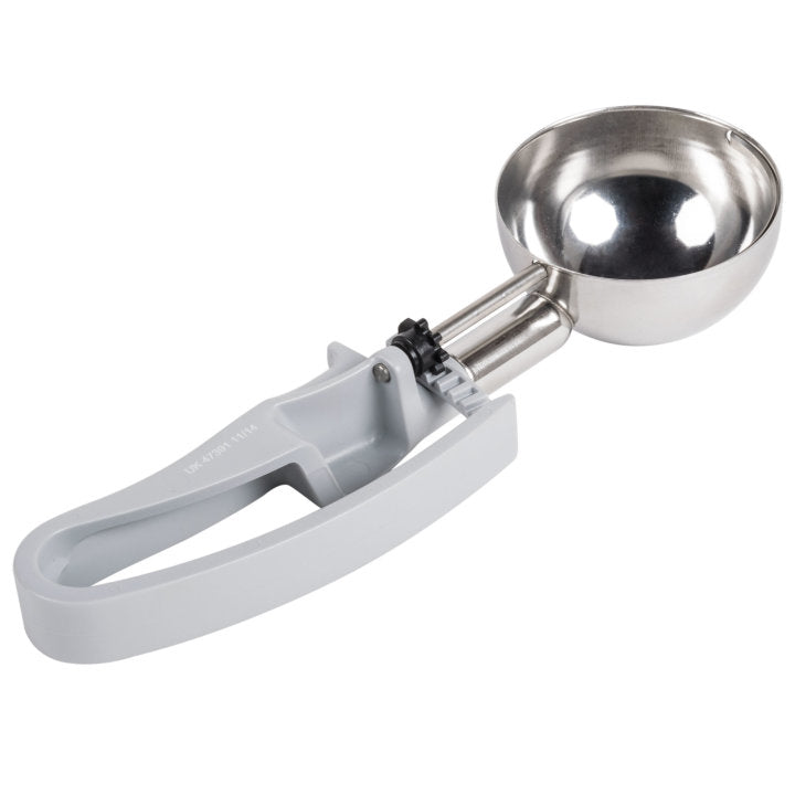 Vollrath 47391 Jacob's Pride Standard Length Disher with Gray Squeeze Handle 3.7 oz. - Size 8