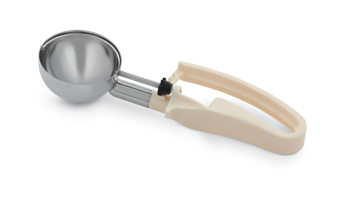 Vollrath 47392 Jacob's Pride Standard Length Disher with Ivory Squeeze Handle 3.2 oz. - Size 10 - 12/Case