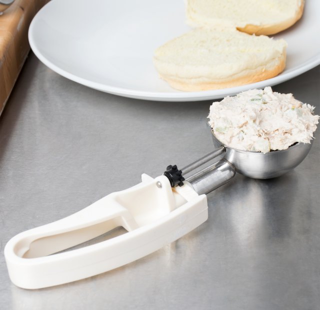 Vollrath 47392 Jacob's Pride Standard Length Disher with Ivory Squeeze Handle 3.2 oz. - Size 10 - 12/Case