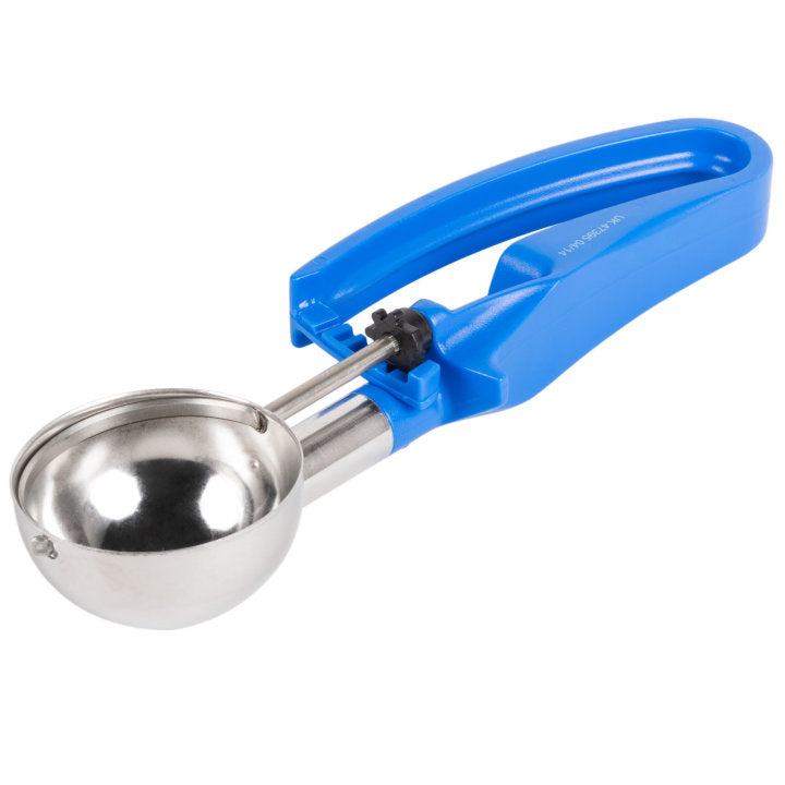 Vollrath 47395 Jacob's Pride Standard Length Disher with Royal Blue Squeeze Handle 2 oz. - Size 16