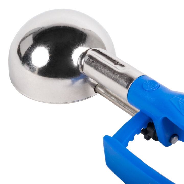 Vollrath 47395 Jacob's Pride Standard Length Disher with Royal Blue Squeeze Handle 2 oz. - Size 16