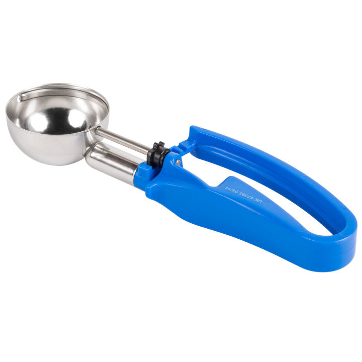 Vollrath 47395 Jacob's Pride Standard Length Disher with Royal Blue Squeeze Handle 2 oz. - Size 16