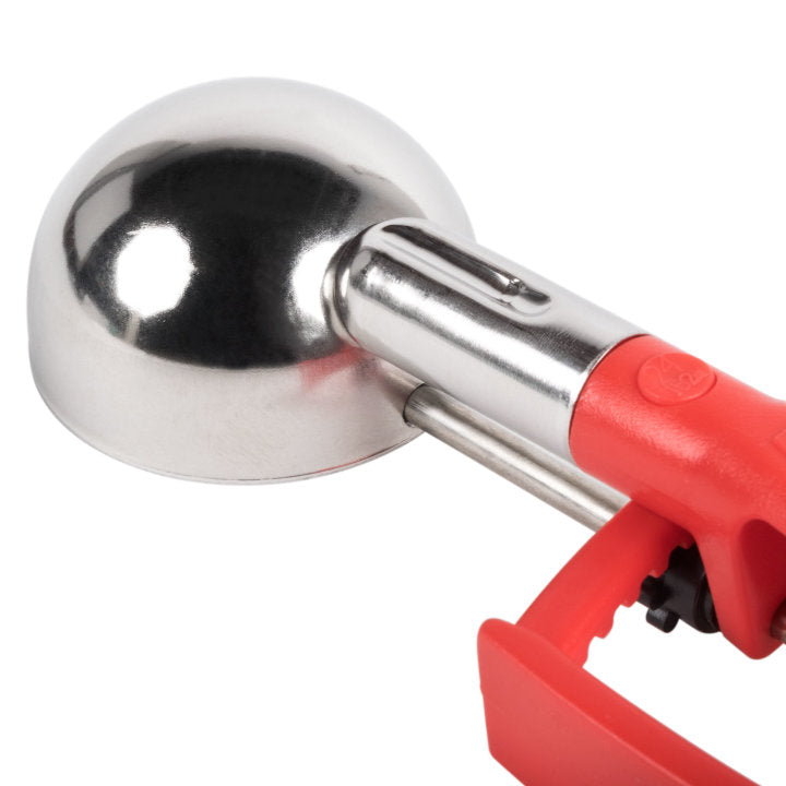 Vollrath 47397 Jacob's Pride Standard Length Disher with Red Squeeze Handle 1.52 oz. - Size 24 - 12/Case