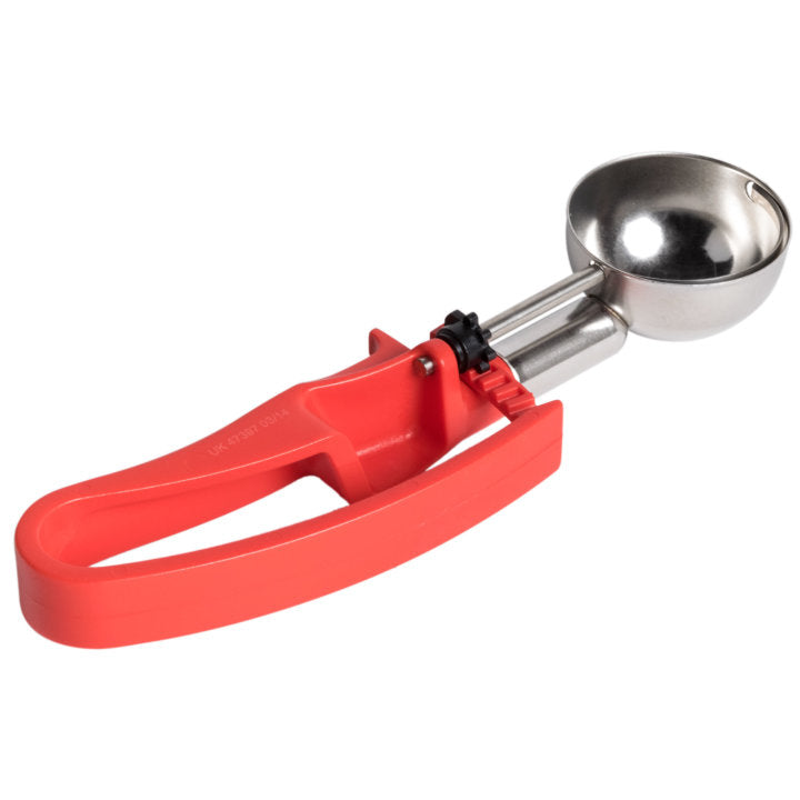 Vollrath 47397 Jacob's Pride Standard Length Disher with Red Squeeze Handle 1.52 oz. - Size 24 - 12/Case