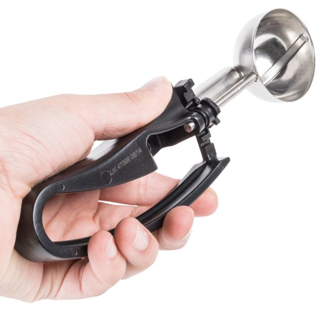 Vollrath 47398 Jacob's Pride Standard Length Disher with Black Squeeze Handle 1.13 oz. - Size 30