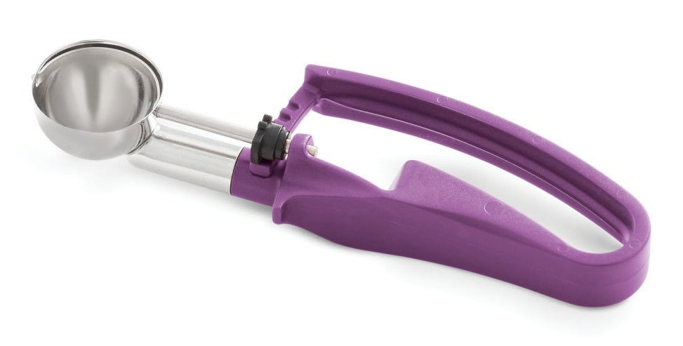 Vollrath 47400 Jacob's Pride Standard Length Disher with Purple Squeeze Handle 0.72 oz. - Size 40