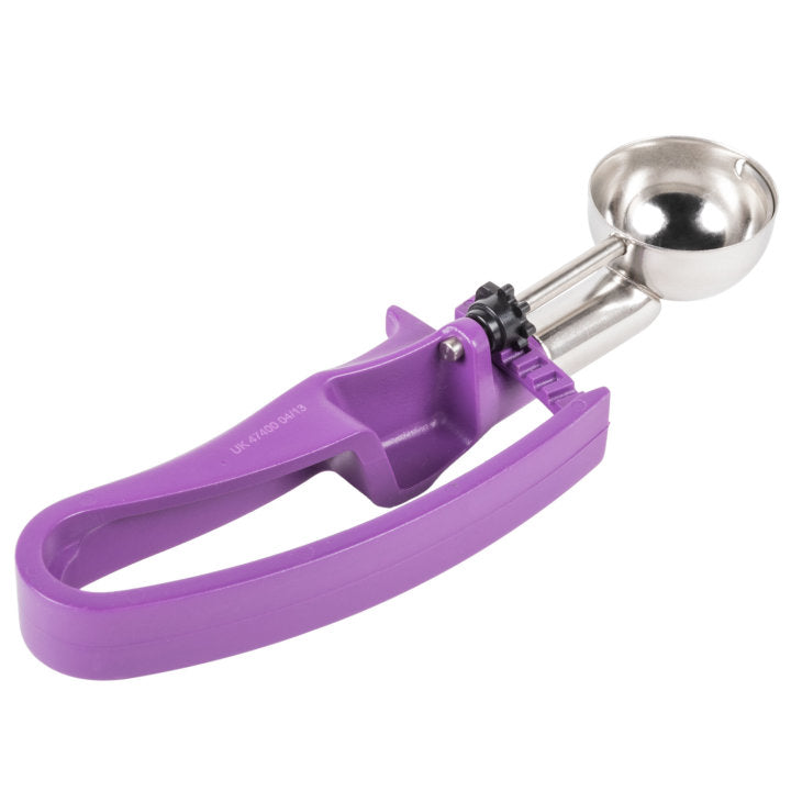 Vollrath 47400 Jacob's Pride Standard Length Disher with Purple Squeeze Handle 0.72 oz. - Size 40