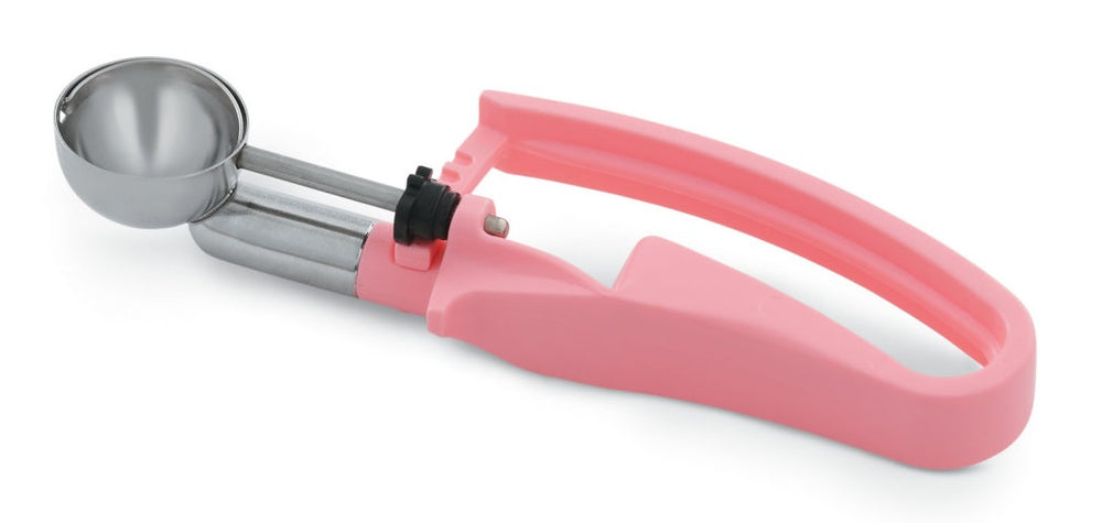 Vollrath 47402 Jacob's Pride Standard Length Disher with Pink Squeeze Handle 0.54 oz. - Size 60 - 12/Case