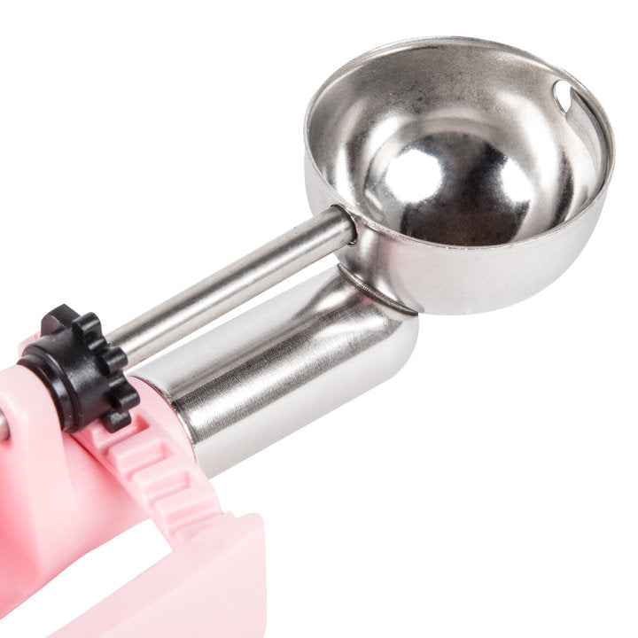 Vollrath 47402 Jacob's Pride Standard Length Disher with Pink Squeeze Handle 0.54 oz. - Size 60 - 12/Case