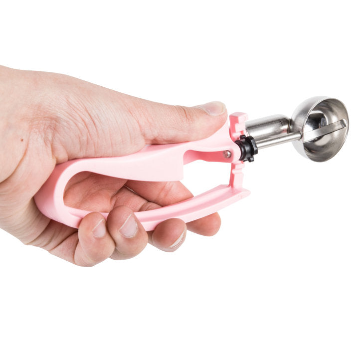 Vollrath 47402 Jacob's Pride Standard Length Disher with Pink Squeeze Handle 0.54 oz. - Size 60 - 12/Case
