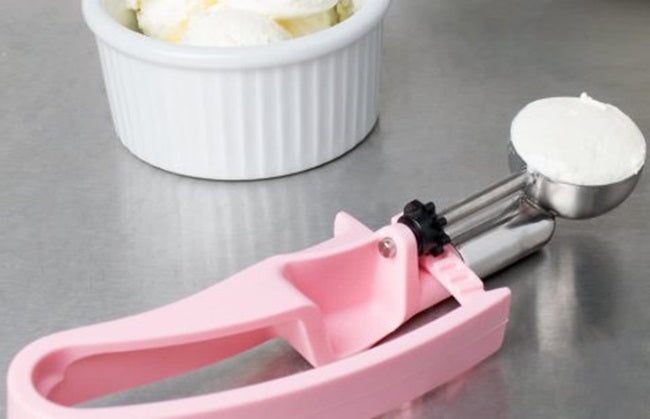 Vollrath 47402 Jacob's Pride Standard Length Disher with Pink Squeeze Handle 0.54 oz. - Size 60 - 12/Case
