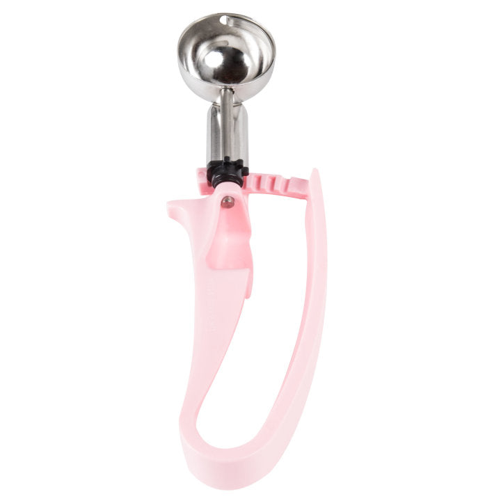 Vollrath 47402 Jacob's Pride Standard Length Disher with Pink Squeeze Handle 0.54 oz. - Size 60 - 12/Case