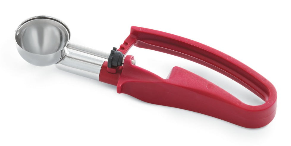 Vollrath 47403 Jacob's Pride Standard Length Disher with Plum Squeeze Handle 0.47 oz. - Size 70 - 12/Case