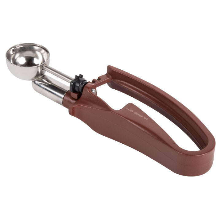 Vollrath 47403 Jacob's Pride Standard Length Disher with Plum Squeeze Handle 0.47 oz. - Size 70 - 12/Case