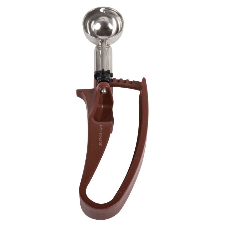 Vollrath 47403 Jacob's Pride Standard Length Disher with Plum Squeeze Handle 0.47 oz. - Size 70 - 12/Case