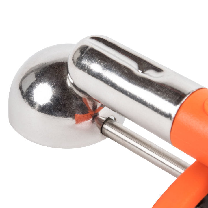 Vollrath 47404 Jacob's Pride Standard Length Disher with Orange Squeeze Handle 0.33 oz. - Size 100