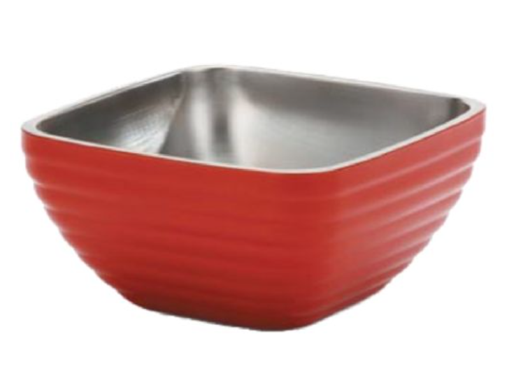 Vollrath 4761955 3/4 Qt. Fire Engine Red Square Beehive Double Wall Serving Bowl - 6ea/Case