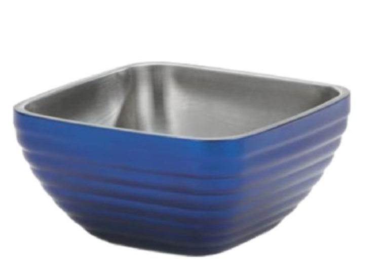 Vollrath 4763425 3.2 Qt. Double Wall Square Beehive Serving Bowl, Cobalt Blue - 6ea/Case