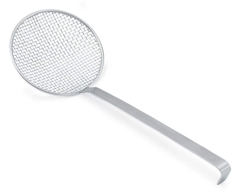 Vollrath 47719 Heavy-Duty One-Piece Stainless Steel Wire Mesh Round Skimmer with 9-2/3" dia. Blade and 17-2/3" Long Hooked Handle