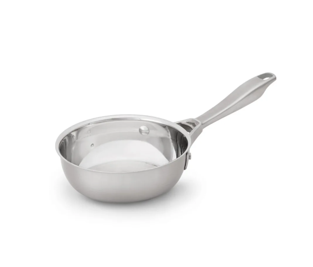 Vollrath 47790 Intrigue Stainless Steel Saucier / Sauce Pan with Riveted Ergonomic Hollow Handle 1 Qt. - Not Induction Ready