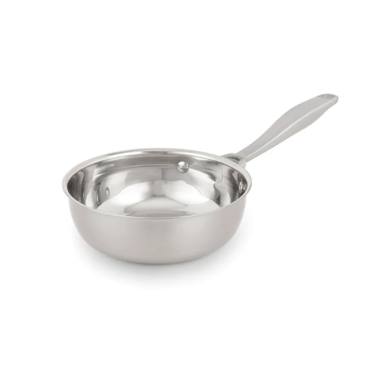 Vollrath 47792 Intrigue Stainless Steel Saucier / Sauce Pan with Riveted Ergonomic Hollow Handle 3 Qt. - Induction Ready