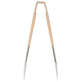 Vollrath 4781260 Jacob's Pride 1-Piece Stainless Steel Scalloped Utility Tongs with Color-Coded Kool-Touch Handle 12" - Tan