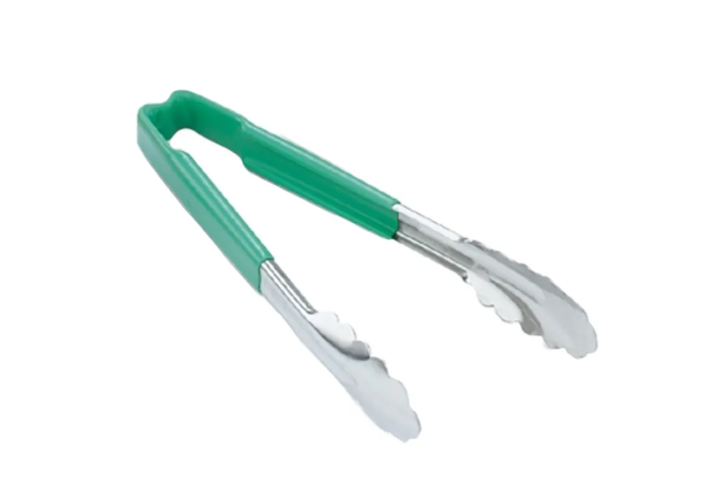 Vollrath 4790970 9 1/2"L Stainless Steel Utility Tongs - Green - 12ea/Case