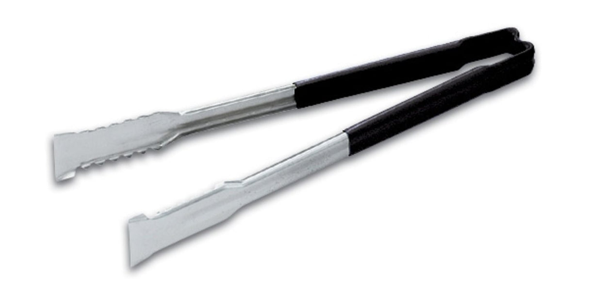 Vollrath 4791220 Jacob's Pride 1-Piece Stainless Steel VersaGrip Tongs with Color-Coded Kool-Touch Handle 12" - Black
