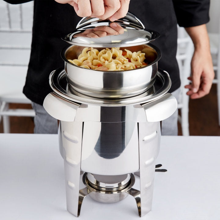 Vollrath 49523 Maximillian Steel Round Soup / Marmite Chafer with (1) Chafing Fuel Holder 4.2 qt.