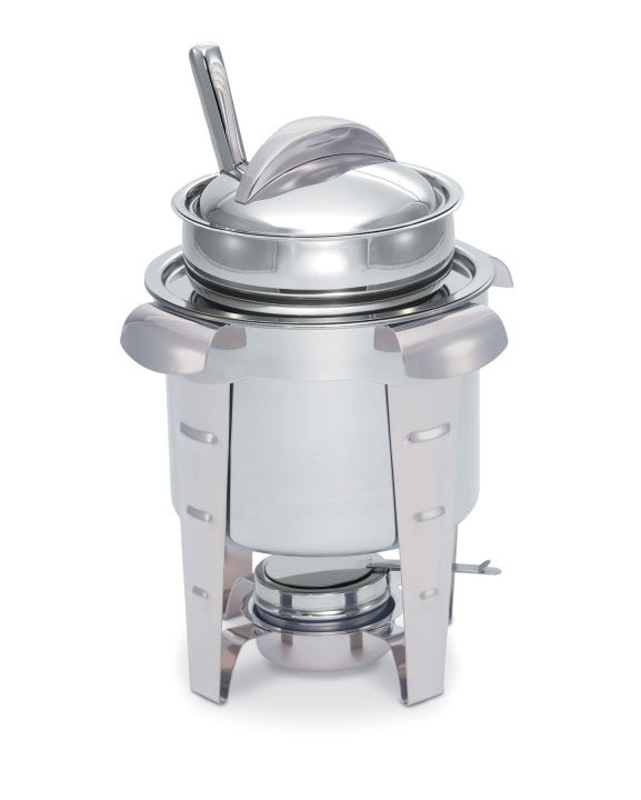 Vollrath 49523 Maximillian Steel Round Soup / Marmite Chafer with (1) Chafing Fuel Holder 4.2 qt.