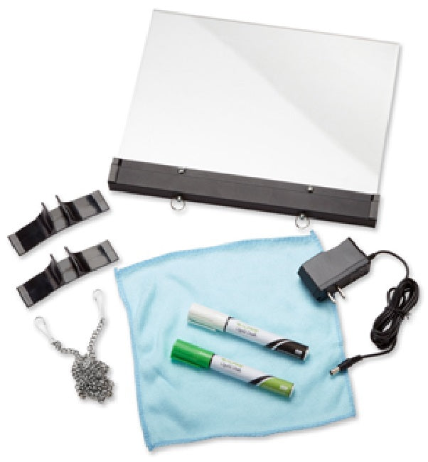 Alpine Industries 496-01 Standing or Hanging Flashing LED Write-On Message Board with (2) Colored Markers and Erasing Towel 9" x 11-4/5"