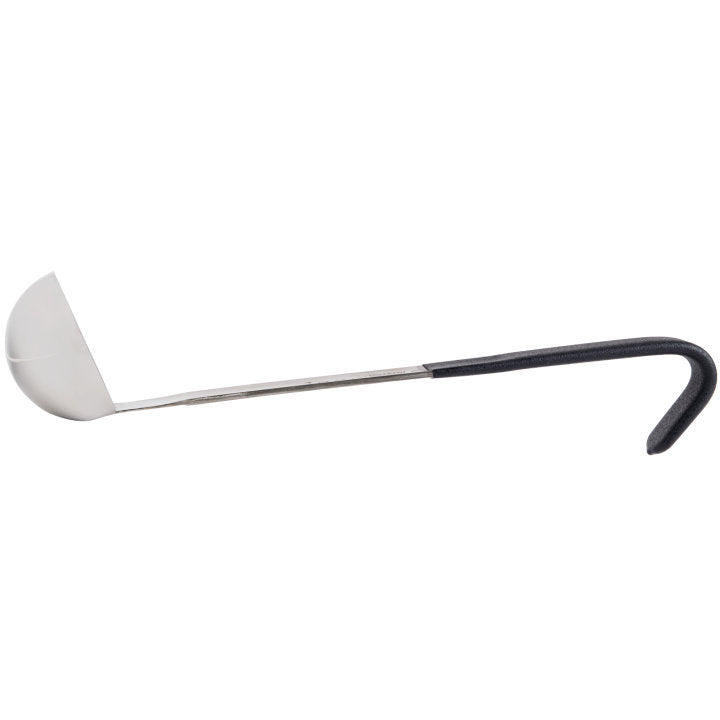 Vollrath 4980220 Jacob's Pride One-Piece Heavy-Duty Stainless Steel Ladle with 9-7/8" Black Kool-Touch Grooved Hooked Handle 2 oz.
