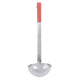 Vollrath 4980865 Jacob's Pride One-Piece Heavy-Duty Stainless Steel Ladle with 12-3/8" Orange Kool-Touch Grooved Hooked Handle 8 oz.