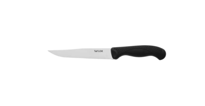 Taylor 5248382 5 1/2" Utility Knife w/ Black Nylon/Silicone Handle, High Carbon German Steel