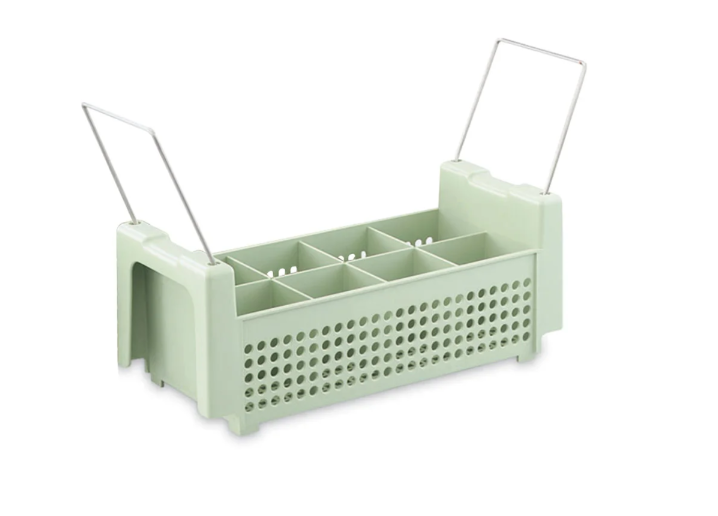 Vollrath 52641 8-Compartment Flatware / Cutlery Dishwasher Basket with Handles 18-19/32"W x 7-19/32"D x 7-9/32"H - Green - 4/Case