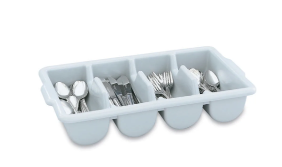 Vollrath 52651 4 Compartment Cutlery Bin - Plastic, Gray - 6ea/Case