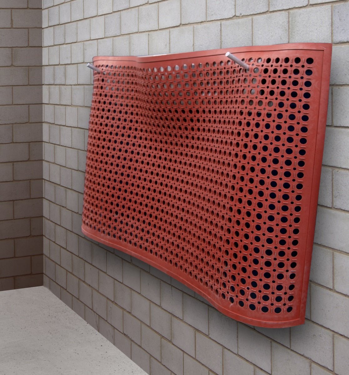 New Age 52677 Aluminum Wall Mount Mat Rack with Mounting Hooks for Perforated Mats 42"W x 7"D x 10"H