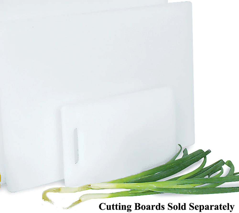 Browne 57360601 Color-Coded Medium Density Polyethylene Cutting Board with Handle 6" x 10" x 1/2" - White