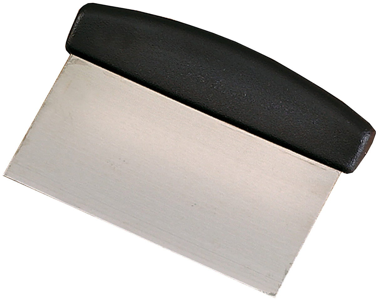 Browne 574268 Stainless Steel Dough Scraper with Black Plastic Handle 4" x 6"