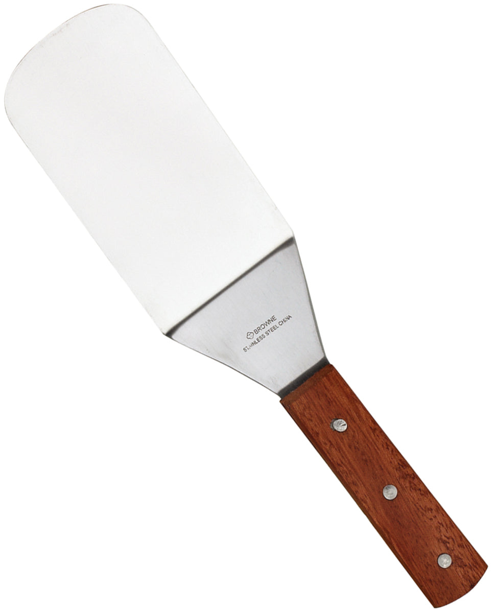 Browne 574314 Flexible Stainless Steel Solid Turner with 8"L x 3"W Blade & Hardwood Handle 14-1/2"