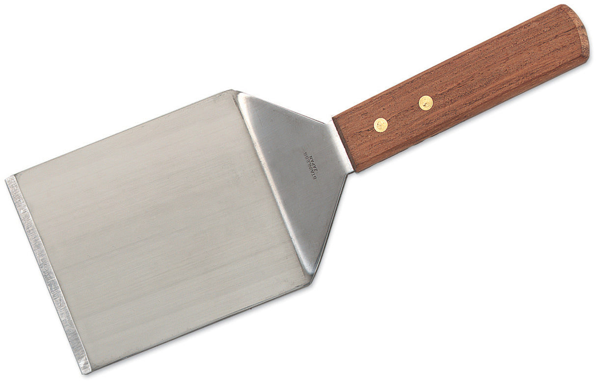 Browne 574318 Extra-Weight Stiff Stainless Steel Solid Turner with 5"L x 6"W Blade & Hardwood Handle 13" OAL