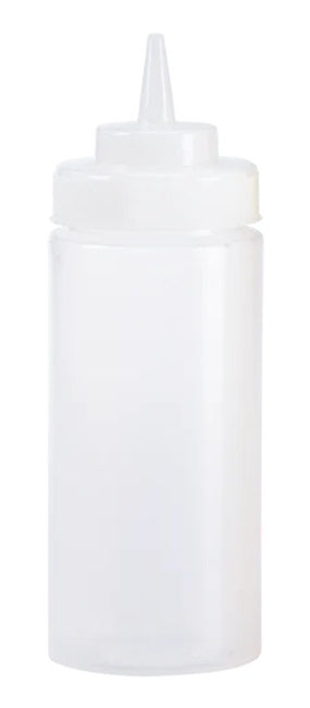 Browne 57802500 Wide Mouth Squeeze Bottle with No-Drip Tip 24 oz. - Clear - 6/Set